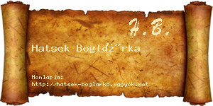 Hatsek Boglárka névjegykártya